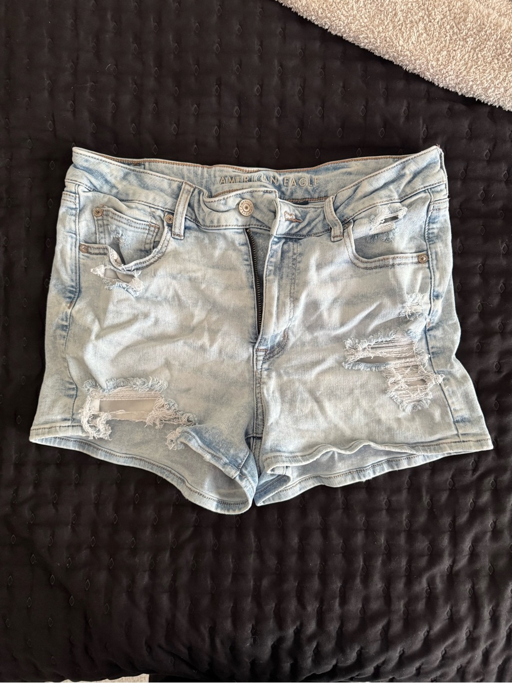 American Eagle Outfitters Light Blue Distressed Denim Jean Shorts